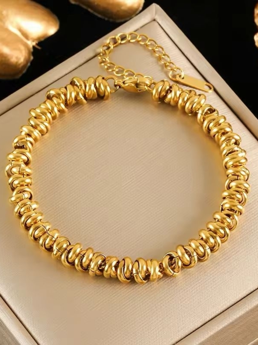 Gold-Tone Spiral Bead Necklace and Bracelet Set - Picture 3 of 3